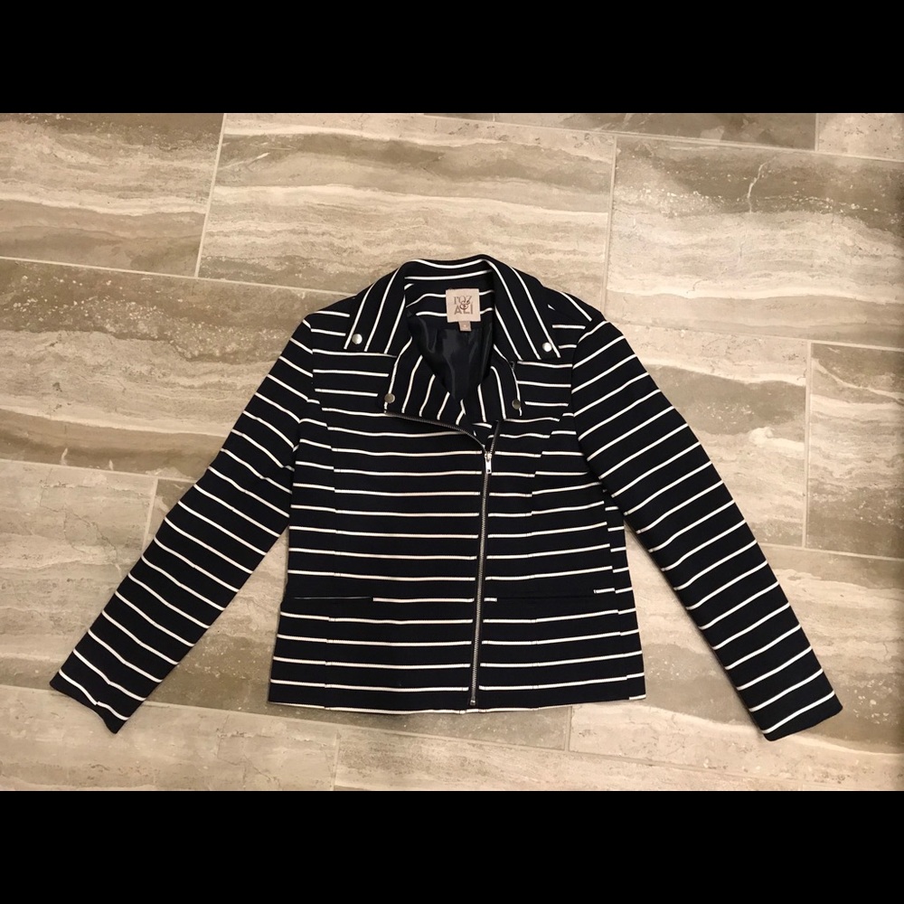 Moto Jacket Navy White M NWOT
